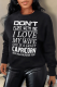 Black Casual Daily Print Letter O Neck Tops