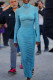 Blue Sexy Solid Patchwork Fold Turtleneck Pleated Dresses