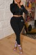 Black Casual Print Letter Hooded Collar Long Sleeve Two Pieces