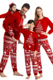 Red Casual Print Christmas Tree Patchwork Christmas Day Sleepwear