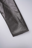 Brownness Casual Solid Cardigan Turndown Collar Outerwear