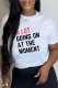 White Daily Print Letter O Neck T-Shirts