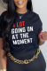 Black Daily Print Letter O Neck T-Shirts