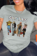 Light Gray Casual Street Print Patchwork Letter O Neck T-Shirts