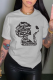 Light Gray Daily Vintage Print Patchwork O Neck T-Shirts