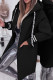 Black Casual Solid Cardigan Hooded Collar Outerwear