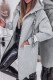 Grey Casual Solid Cardigan Hooded Collar Outerwear