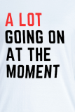 White Daily Print Letter O Neck T-Shirts