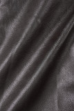Brownness Casual Solid Cardigan Turndown Collar Outerwear