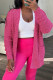 Rose Red Casual Solid Cardigan Outerwear