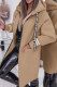 Khaki Casual Solid Cardigan Hooded Collar Outerwear