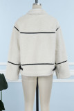 Milky Casual Solid Patchwork Cardigan Turndown Collar Outerwear