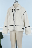Milky Casual Solid Patchwork Cardigan Turndown Collar Outerwear