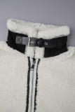 Milky Casual Solid Patchwork Cardigan Turndown Collar Outerwear