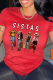 Red Casual Street Print Patchwork Letter O Neck T-Shirts