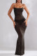 Black Sexy Patchwork Hot Drilling See-through Backless Spaghetti Strap Long Dress Dresses