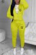 Yellow Casual Print Letter Hooded Collar Long Sleeve Two Pieces