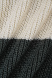 Black khaki Casual Patchwork Cardigan Collar Outerwear