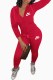 Red Casual Letter Embroidered Hooded Collar Long Sleeve Two Pieces