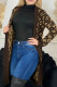 Coffee Elegant Letter Patchwork Outerwear