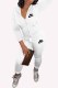 White Casual Letter Embroidered Hooded Collar Long Sleeve Two Pieces