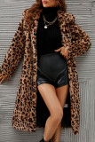 Colour Casual Leopard Cardigan Turndown Collar Outerwear