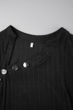 Burgundy Casual Solid Basic Oblique Collar Long Sleeve Dresses