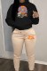 Black khaki Casual Character Print Letter Hooded Collar Long Sleeve Two Pieces