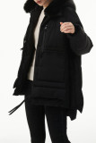 Black Casual Solid Patchwork Hooded Collar Outerwear