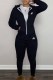 Black Casual Print Letter Hooded Collar Long Sleeve Two Pieces