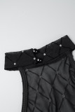 Black Sexy Solid See-through Backless Slit Halter Long Dress (Subject To The Actual Object,With Panties)