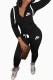 Black Casual Letter Embroidered Hooded Collar Long Sleeve Two Pieces