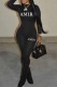 Black Sexy Print Letter O Neck Jumpsuits