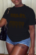 Black Street Print Patchwork O Neck T-Shirts