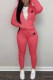 Pink Casual Print Letter Hooded Collar Long Sleeve Two Pieces