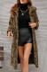 Green Casual Leopard Cardigan Turndown Collar Outerwear