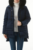 The cowboy blue Casual Solid Patchwork Hooded Collar Outerwear