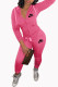 Pink Casual Letter Embroidered Hooded Collar Long Sleeve Two Pieces