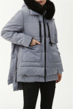 Light Gray Casual Solid Patchwork Hooded Collar Outerwear