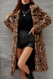 Leopard Print Casual Leopard Cardigan Turndown Collar Outerwear