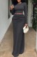 Grey Casual Solid Basic O Neck Long Sleeve Two Pieces