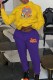 Yellow Purple Casual Character Print Letter Hooded Collar Long Sleeve Two Pieces
