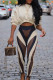 Apricot Elegant Print Patchwork O Neck Long Sleeve Two Pieces
