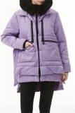 Purple Casual Solid Patchwork Hooded Collar Outerwear