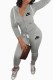 Grey Casual Letter Embroidered Hooded Collar Long Sleeve Two Pieces