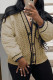 Khaki Casual Solid Patchwork Buttons V Neck Outerwear