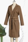 White Casual Solid Patchwork Cardigan Turndown Collar Outerwear