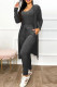 Black Casual Solid Basic U Neck Long Sleeve Two Pieces