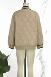 Blue Casual Solid Patchwork Buttons V Neck Outerwear