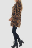 Leopard Print Casual Leopard Cardigan Turndown Collar Outerwear